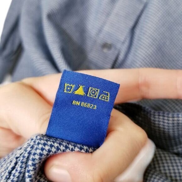 Stockholm Sven Mens Houndstooth Button-Up Shirt S 14 1/2 32/33 Blue 100% Cotton - Picture 4 of 9